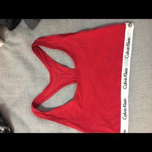 Red Calvin Klein sports bra